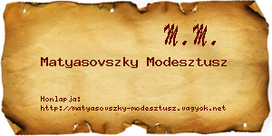 Matyasovszky Modesztusz névjegykártya
